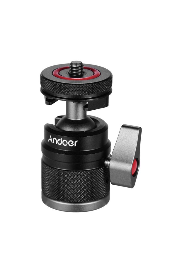 Ball Head Andoer 2 in 1 Ball Head Dual Use with 1/4 Screw Mount 360° Aluminum Alloy for Camera Phone