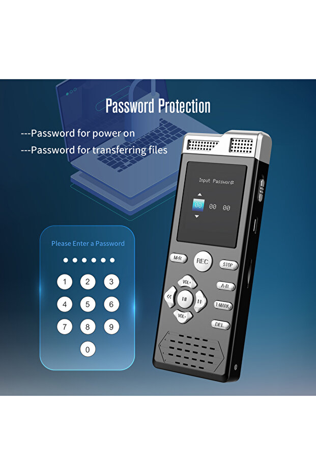 8G device storage Voice Activated Dual Microphone Recording Password Protection Line-in T-MARK Digit - 5