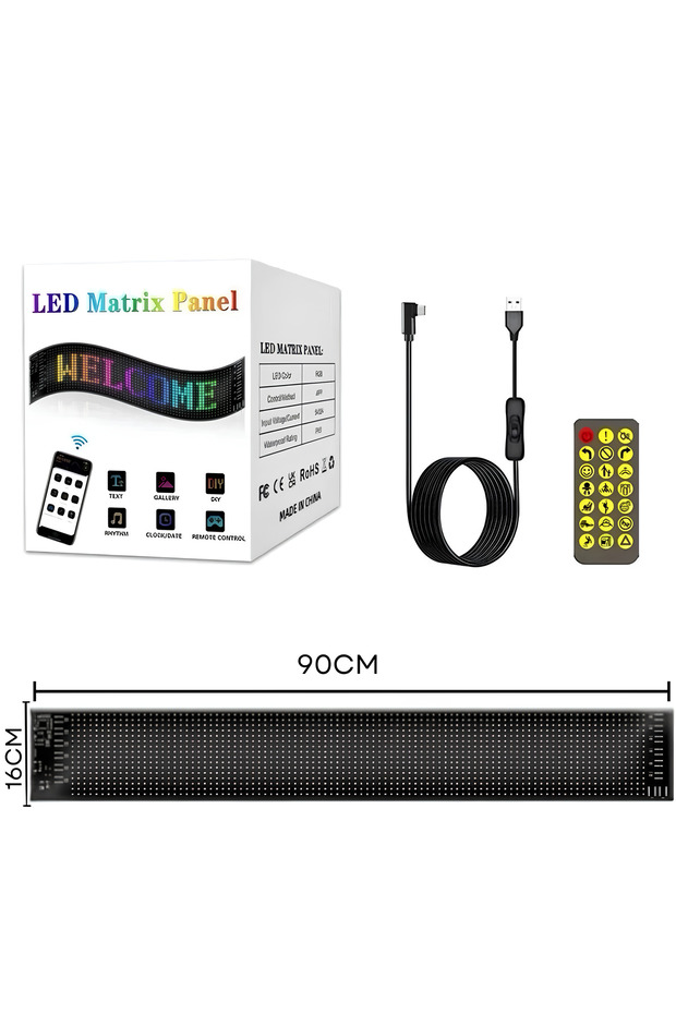 Led Panel 90Cm*19Cm, Multiple Language Options, Design Creation, Vivid Colors, Remote Control - 1