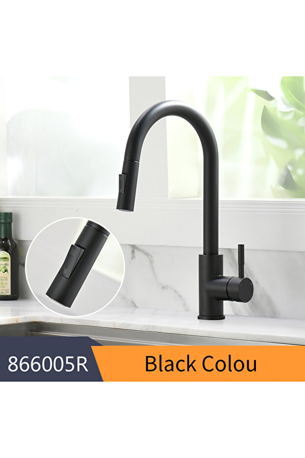 866005 Black G1/2 Kitchen Faucet Black Surface Water Faucet Kitchen Sink Faucet Pull-out Kitchen Fau