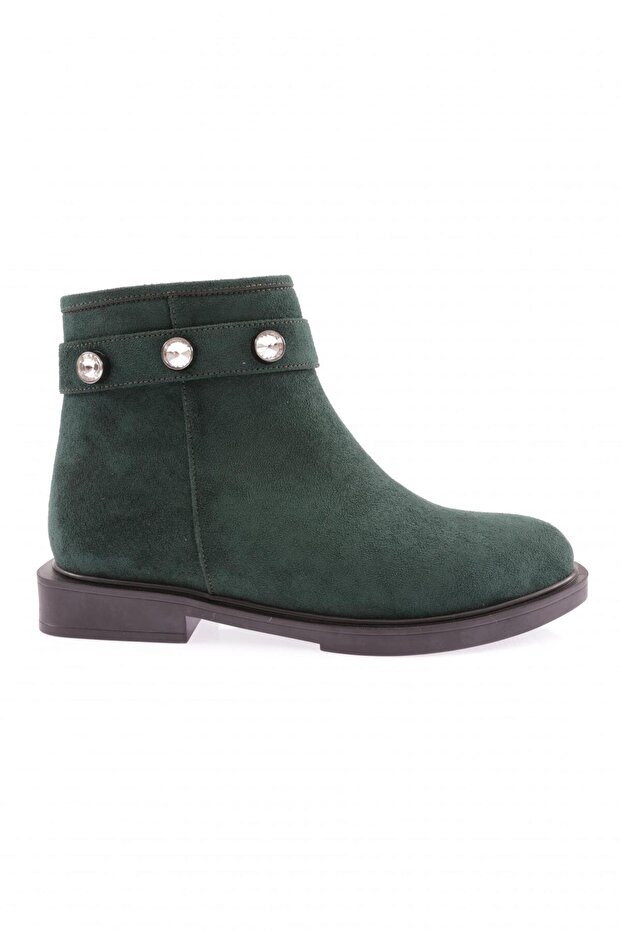 Pm386-K020-22K Round Toe Stoned Women's Ankle Boots