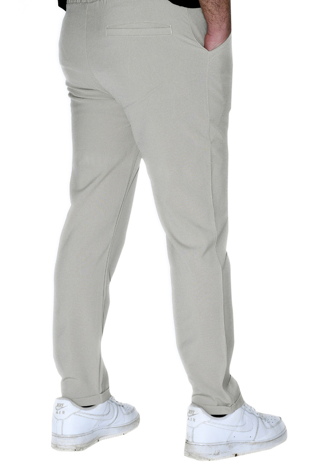 BEJ DOKUMA JOGGER DUBLE PAÇA BAĞCIKLI PANTOLON - 2