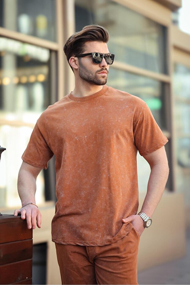 Set de tricou maro Basic pentru bărbați E7309 - 4