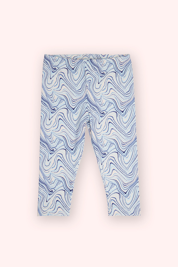 Baby Girl Elastic Waist Printed Blue Tights