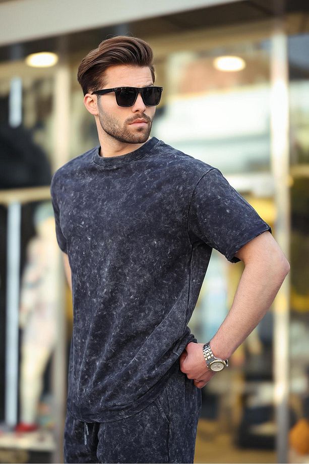 Lacivert Basic Erkek Şort T-shirt Takımı E7309 - 3