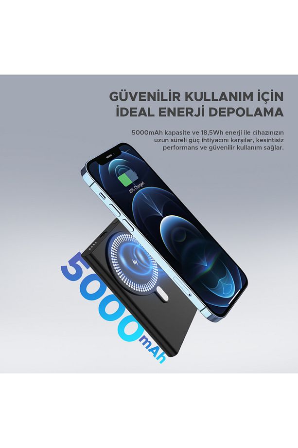 A16 5000mah Alüminyum Magsafe Pd 18w Giriş - 20w Çıkış Powerbank - dca0064 - 4