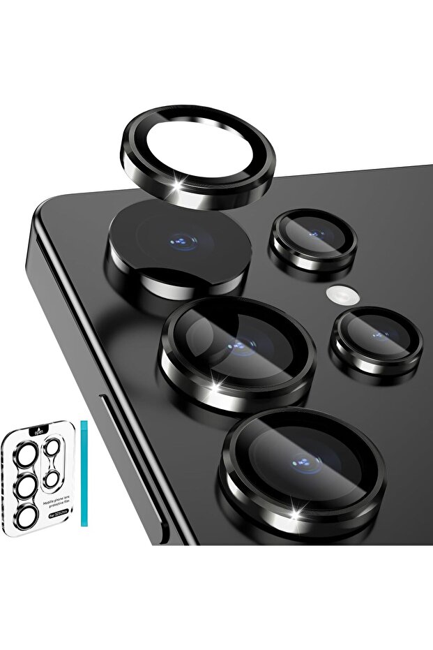 for Samsung S25 Ultra Camera Lens Protector, 9H AR+AF Glass, Metal Cover, HD Clear, Black