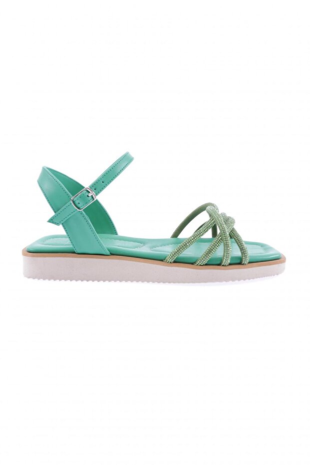 Women's Cross Silver Stone Sandals Green 6463372