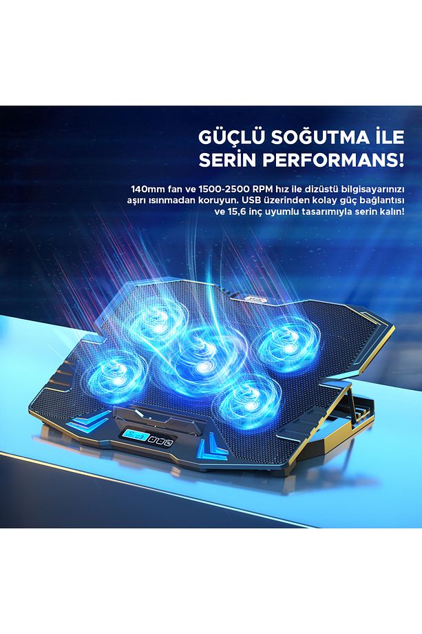 Gaming Notebook Soğutucu 5 Fanlı Led Göstergeli Ayarlanabilir Dna003 - 5