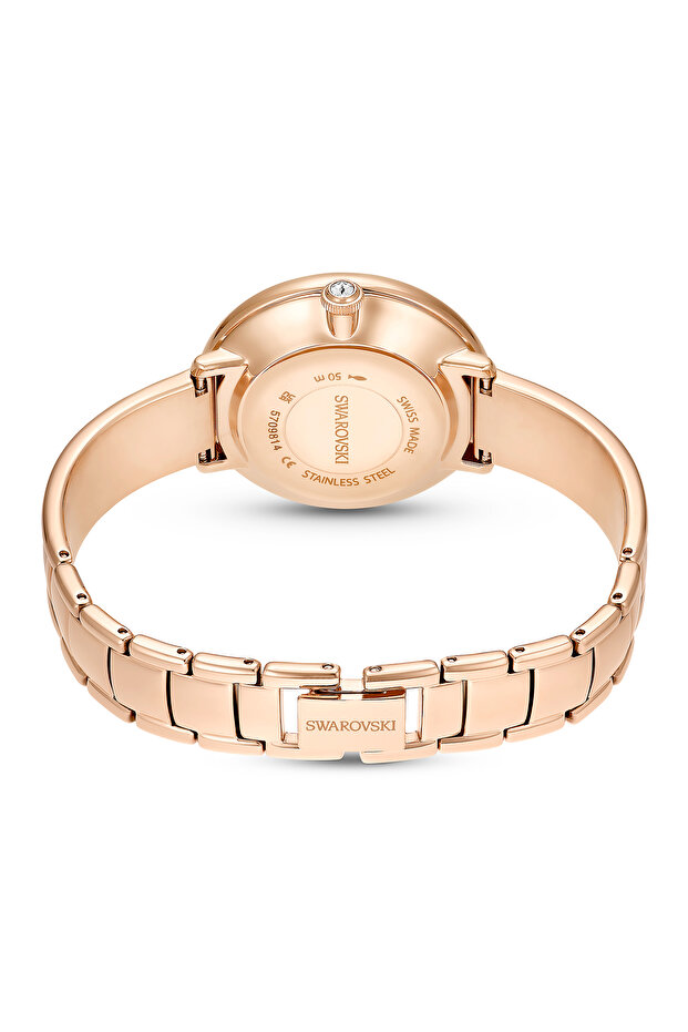 Crystalline Bangle Saat, Isviçre Üretimi, Metal Bileklik, Bej, Pembe Altın Rengi Yüzey - 3