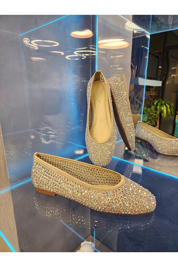 Women's Evening Dress Stone Ballerinas
