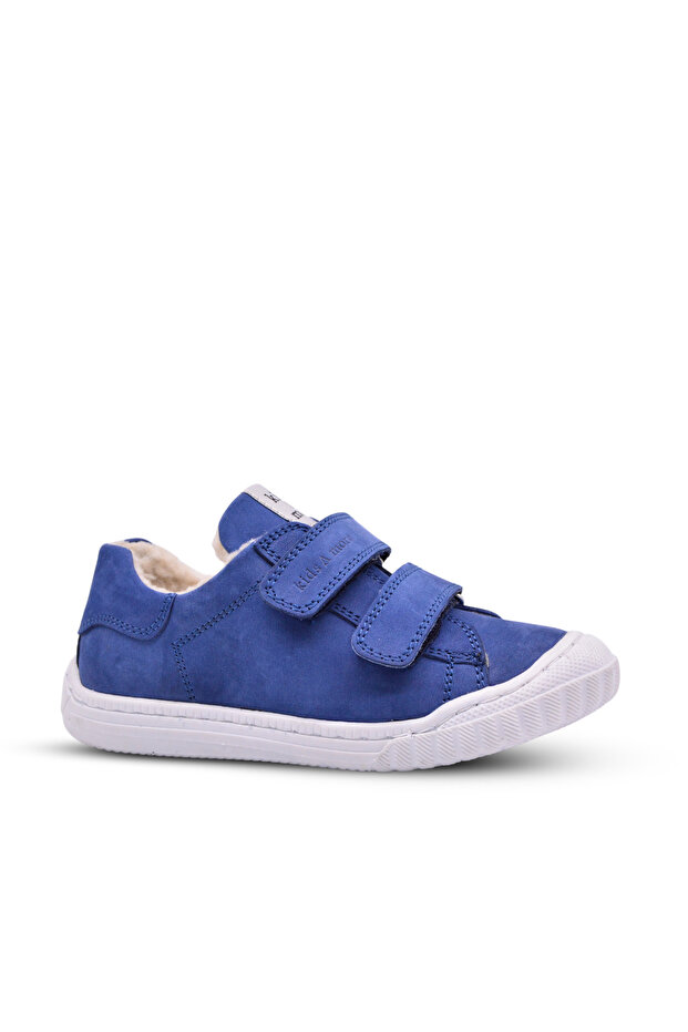 Pearl Double Velcro Leather Fur Lined Unisex Shoes Denim