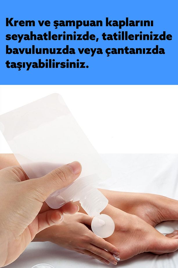 Şampuan Kutusu 3'lü Sızdırmaz Şampuan Şişesi Çok Amaçlı Seyahat Tipi Doldurulabilir Krem Şişe Seti - 4