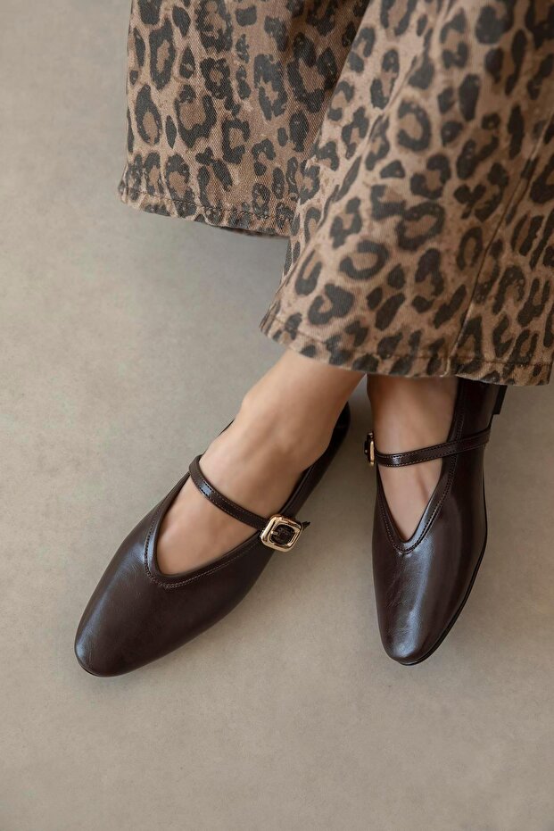 Stony Women's Wrinkled Leather Ballerinas Brown
