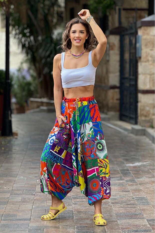 Renkli Patchwork Şalvar - 3