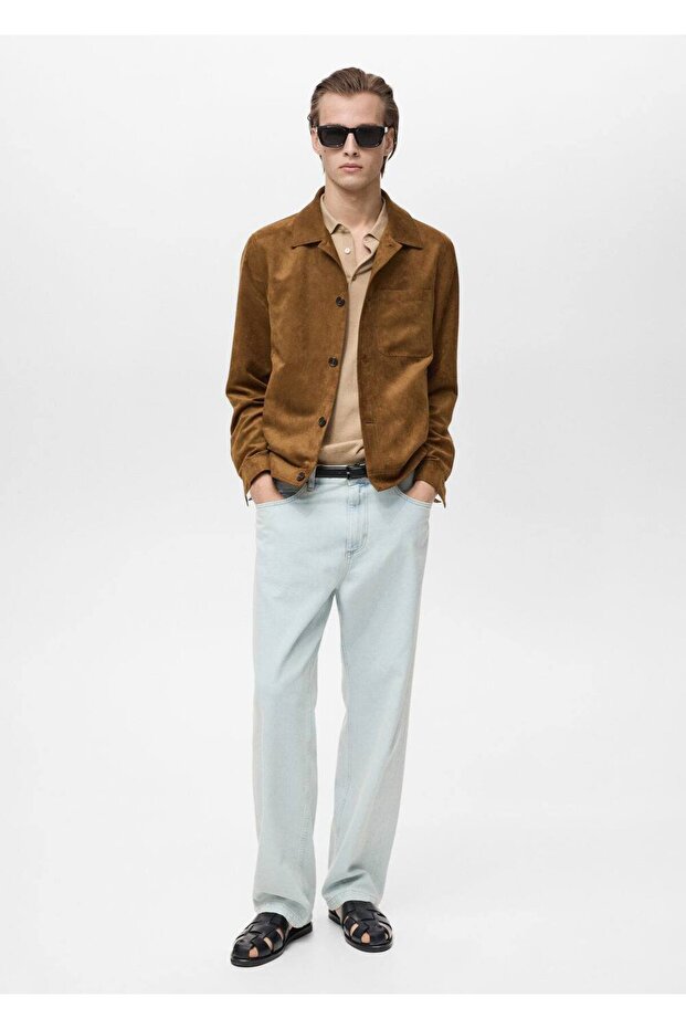 Süet görünümlü gömlek ceket - 2