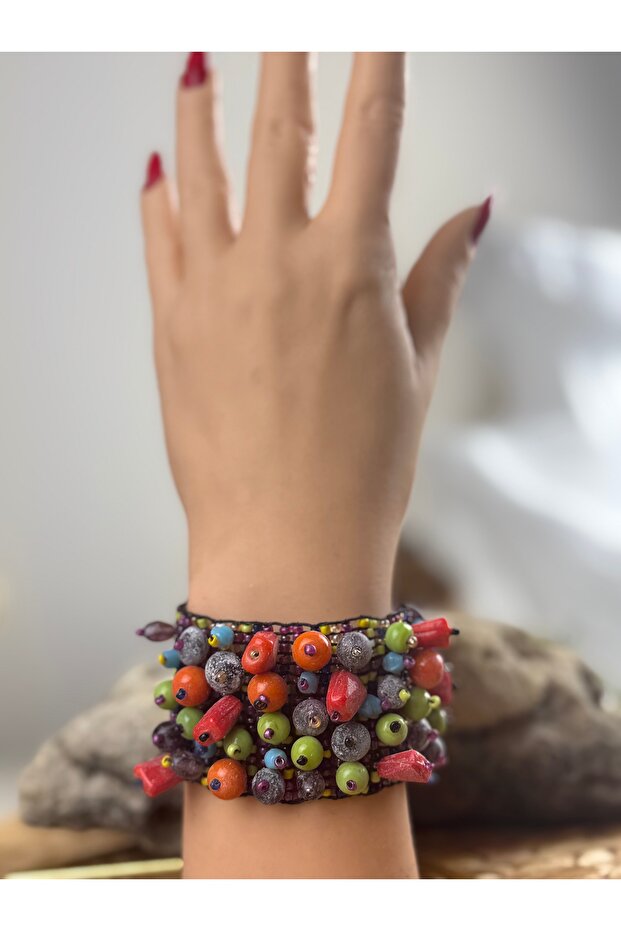 Boncuklu Lastikli model bilezik - 4