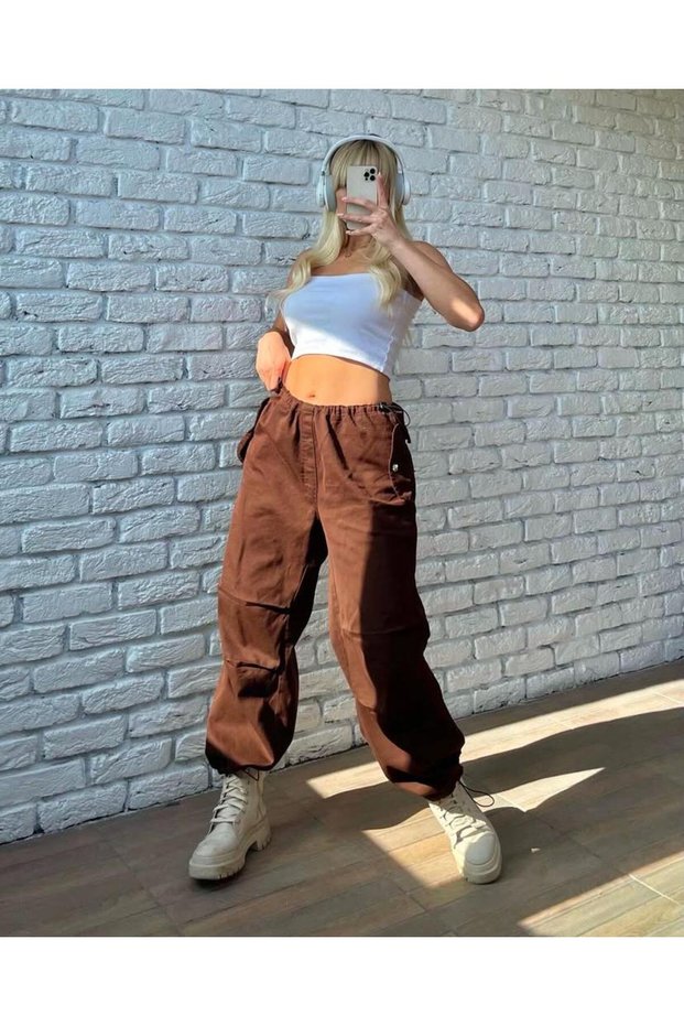 Unisex Urban Baggy Parachute Pant I Wide Leg Relaxed Fit Adjustable Cotton Fabric Parachute Trousers