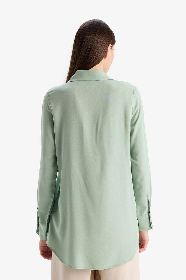 Regular Fit Basic Düz Uzun Kollu Tesettür Gömlek Tunik Z3538az25sp - 6