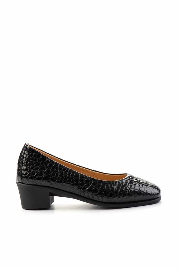 Black Crocodile Leather Women's Classic Heeled Shoes K01456322303