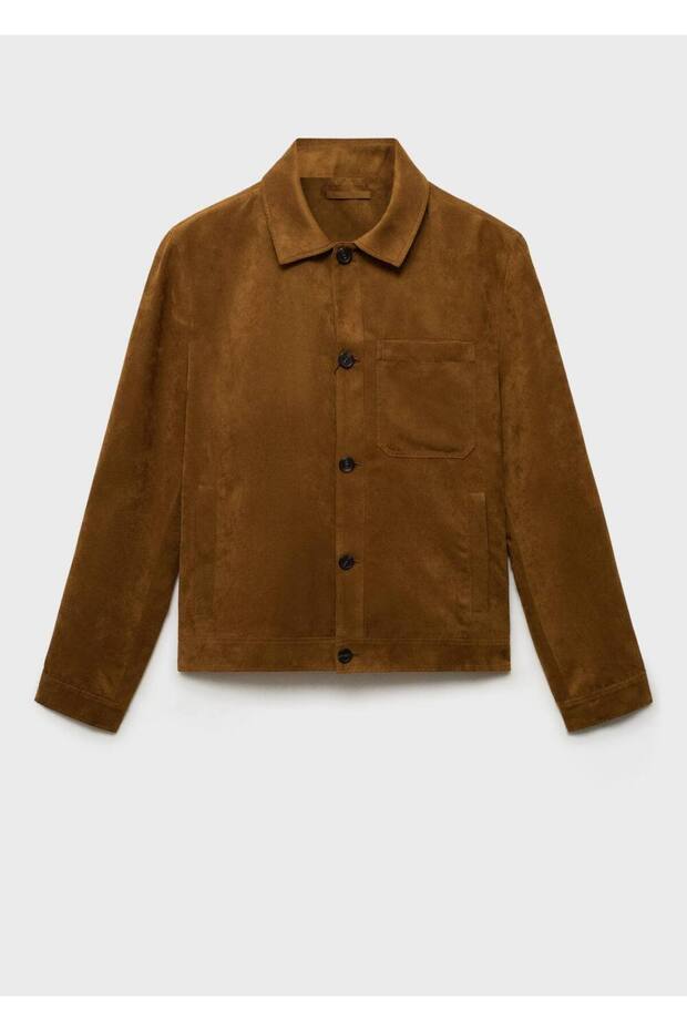 Süet görünümlü gömlek ceket - 3