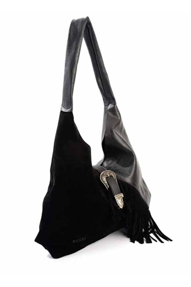 Vintage Genuine Leather and Suede Women Shoulder Bag