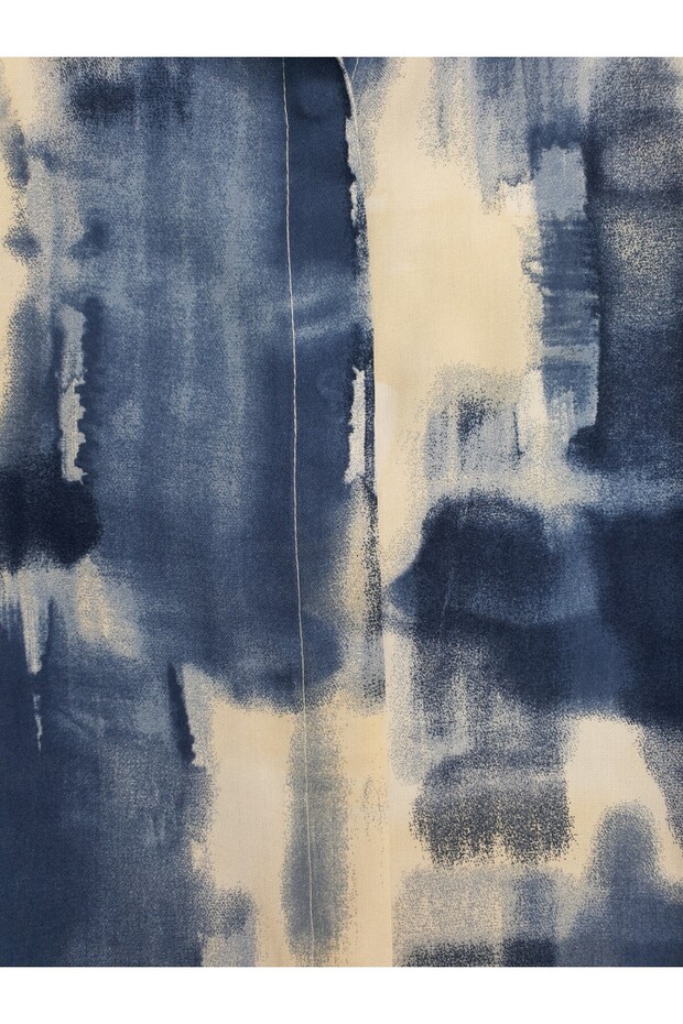 تونيك فيسكوز منقوش بأزرار باللون الأزرق الجليدي - 3