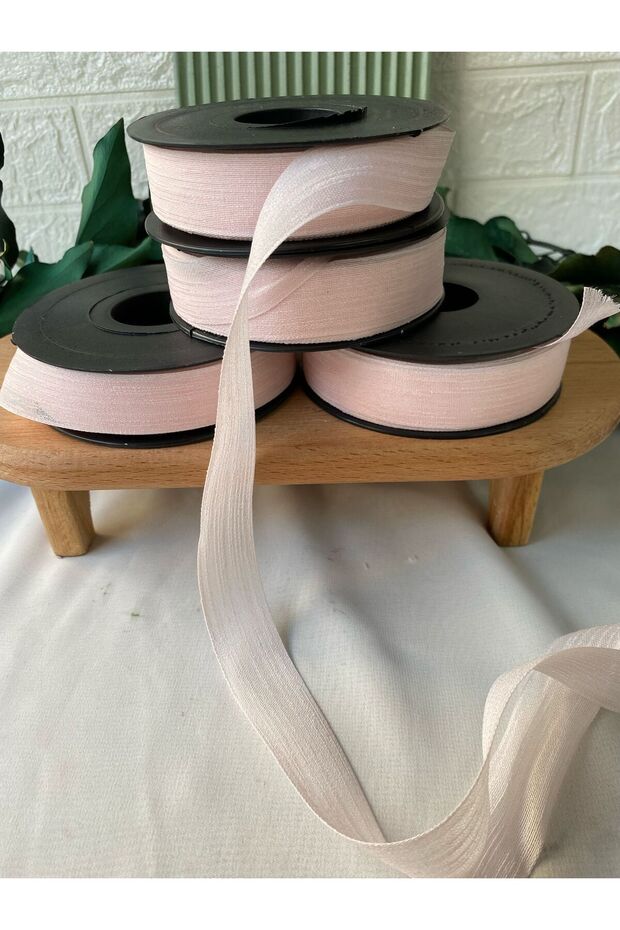 Linen Ribbon 1 Piece Nopeli Powder Pink 20 Mt 2.5cm