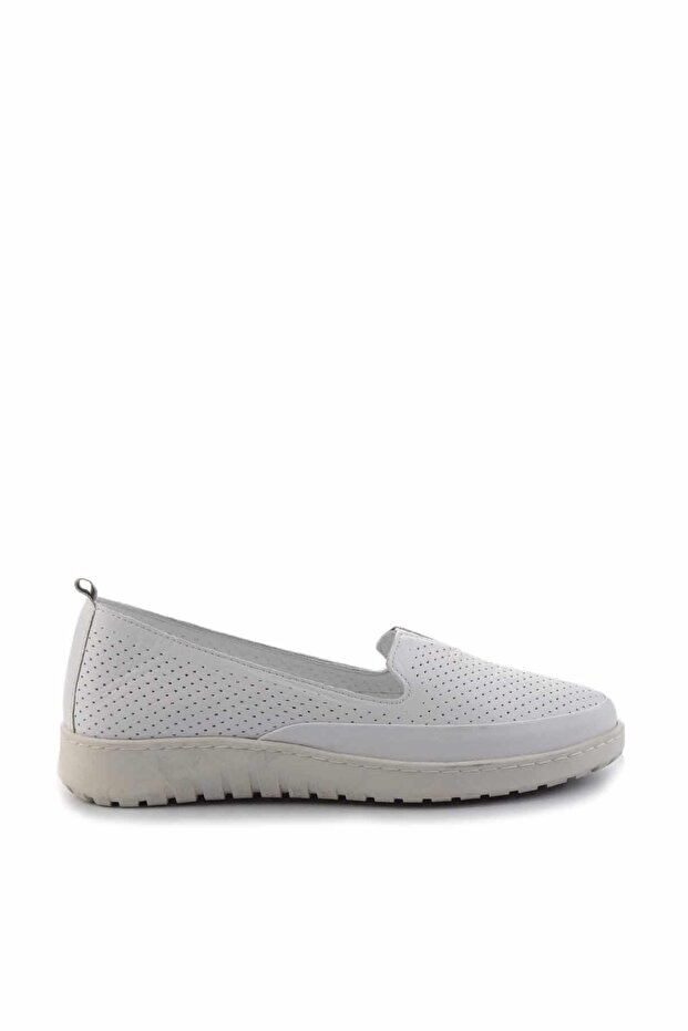 White Genuine Leather Women's Ballerinas01331055603