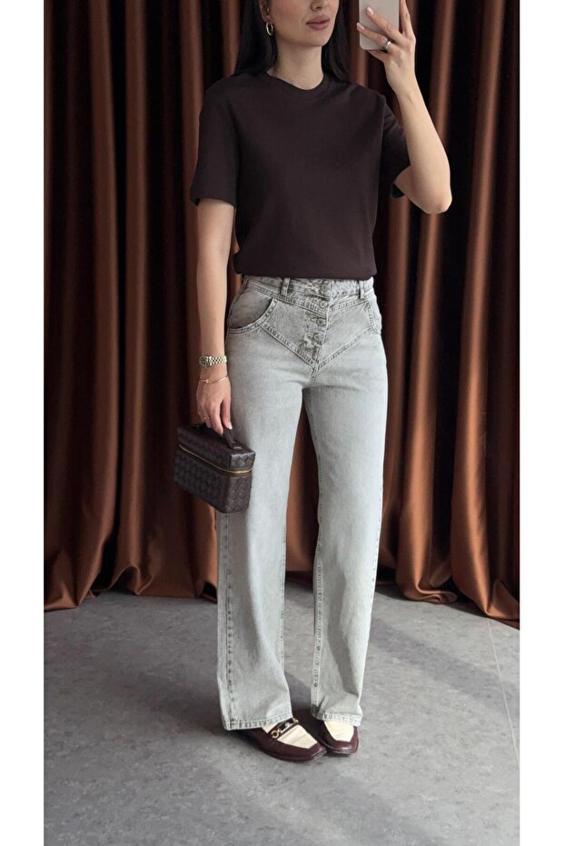 جينز رمادي بأربعة أزرار - 4