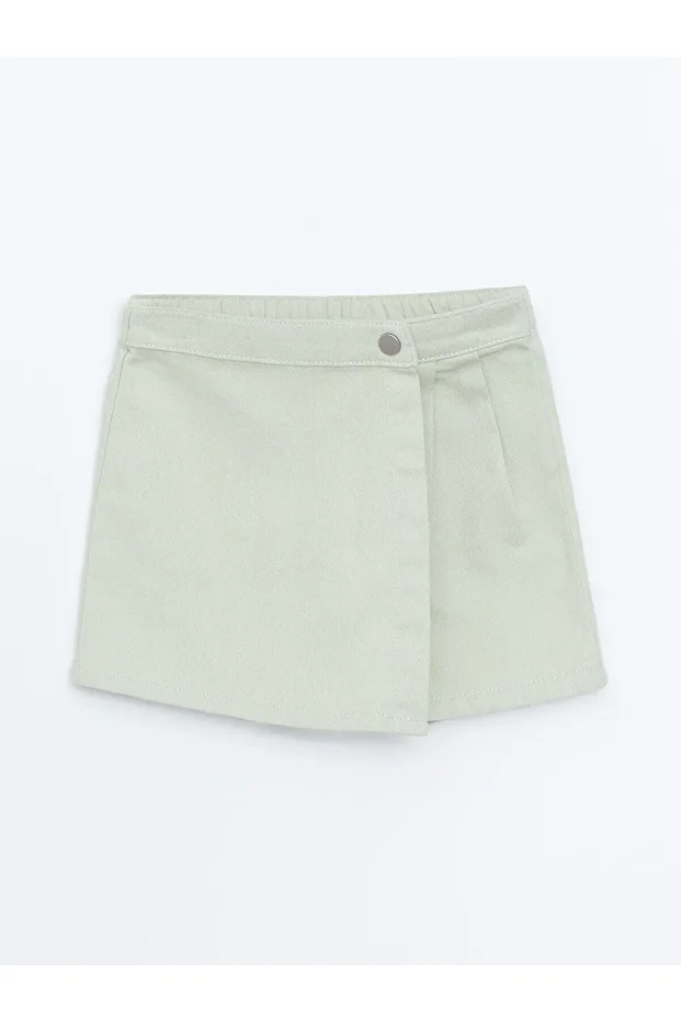Beli Lastikli Basic Kız Çocuk Şort Etek - 1