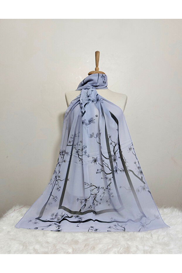 شال شيفون بنمط زهرة متدرجة - 1