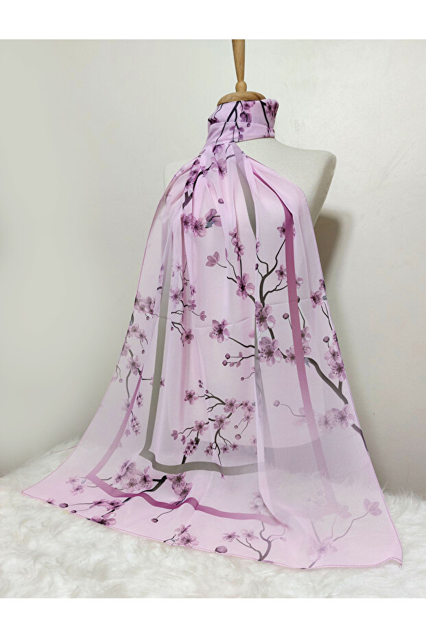 Gradient Flower Patterned Chiffon Shawl - 2