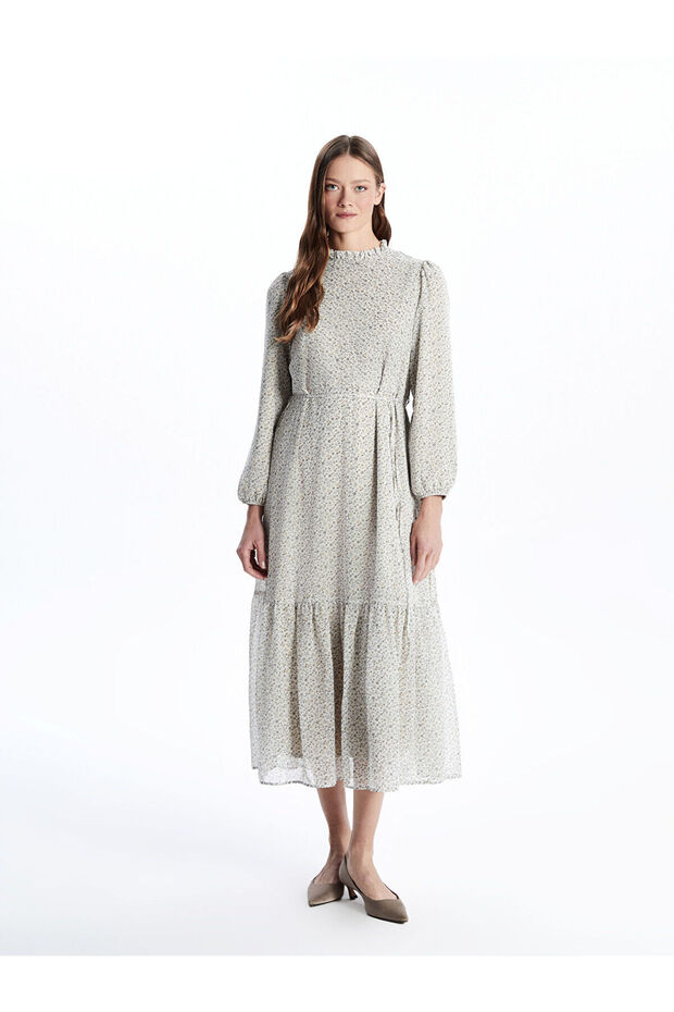 Nevavm Ruffled High Neck Floral Dress with a Difference