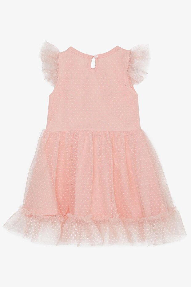 Tüllü Kız Elbise - Somon - 2