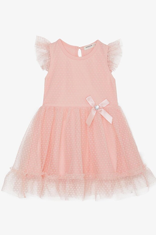 Tüllü Kız Elbise - Somon - 1