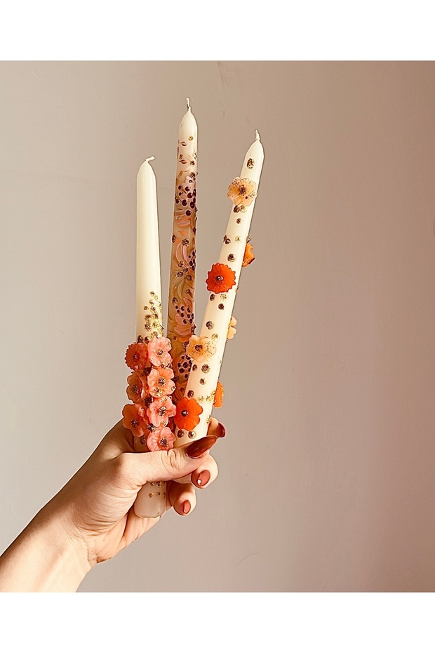 3D Çiçekli Mum Seti - 1