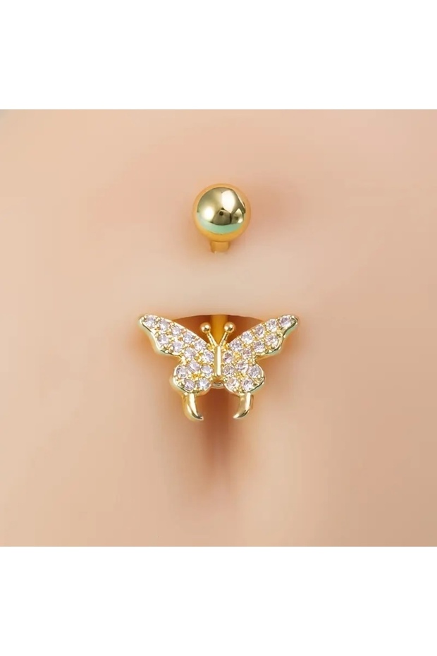 Çelik Kelebek Göbek Piercing - 1