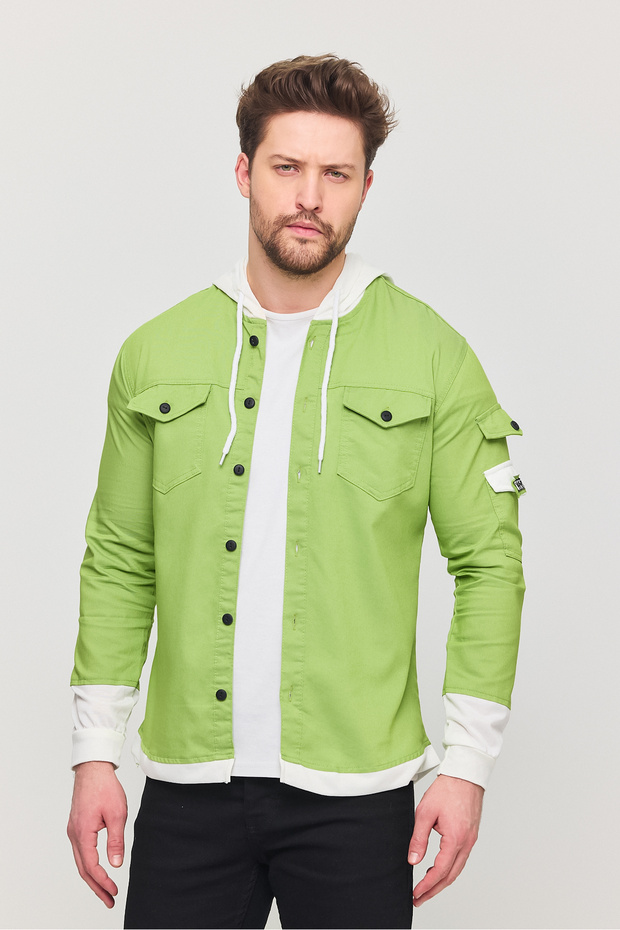 Men's Slim Fit Slim Fit Hooded Detailed Denim Shirt