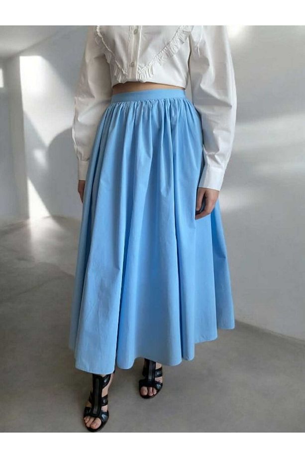 Volanlı Poplin Midi Boy Etek - 5