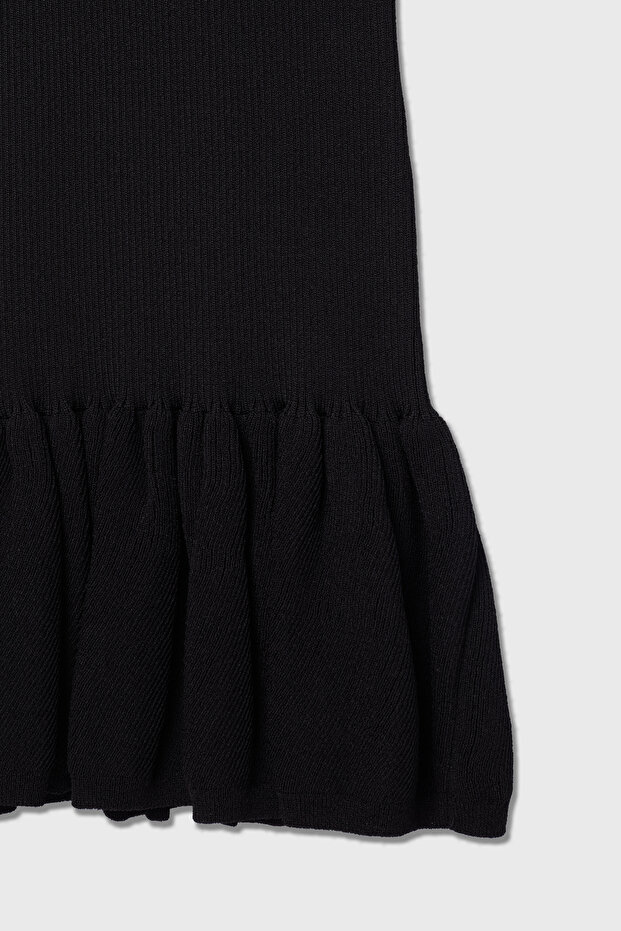 Volanlı Mini Triko Elbise - 8