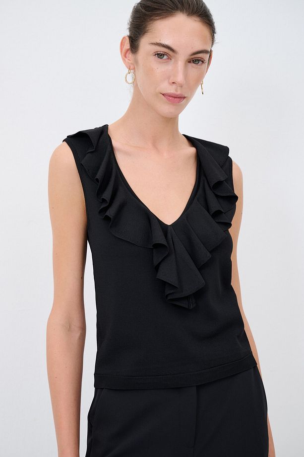 Volanlı Triko Bluz - 5