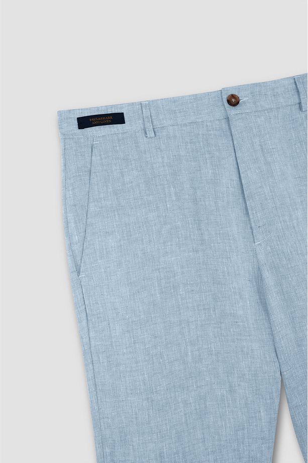 Erkek Regular Fit %100 Keten Normal Bel Mavi Şort 25414042-720 - 5