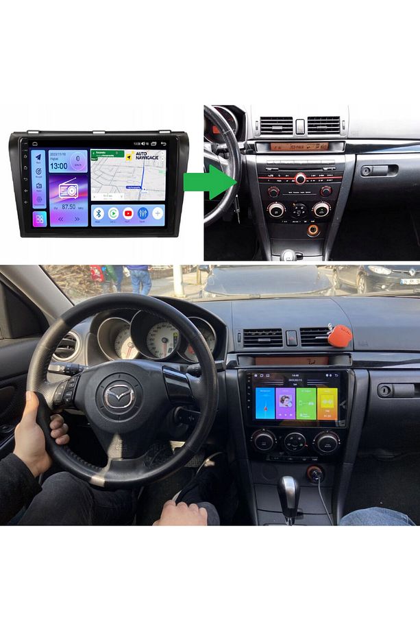 Mazda Mazda 3 Araç Multimedya Android Ekran Carplay Navigasyon Double Teyp 2+32 9" 04-09 Black BLUEW - 5