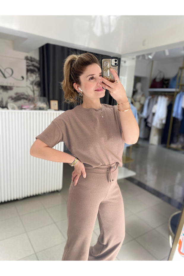 Woman Ribbed Suit Short Sleeve Lycra Fabric