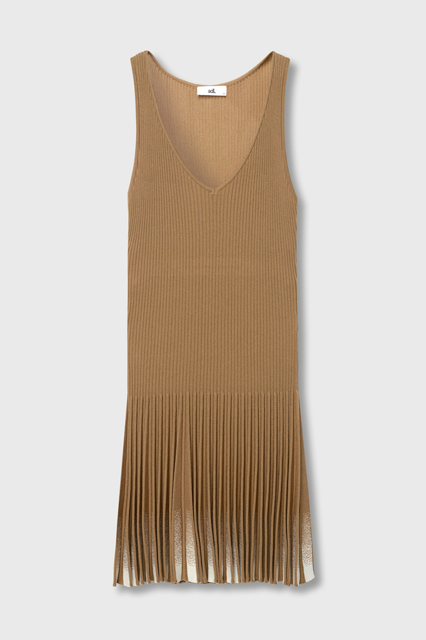 V Yaka Triko Elbise - 6