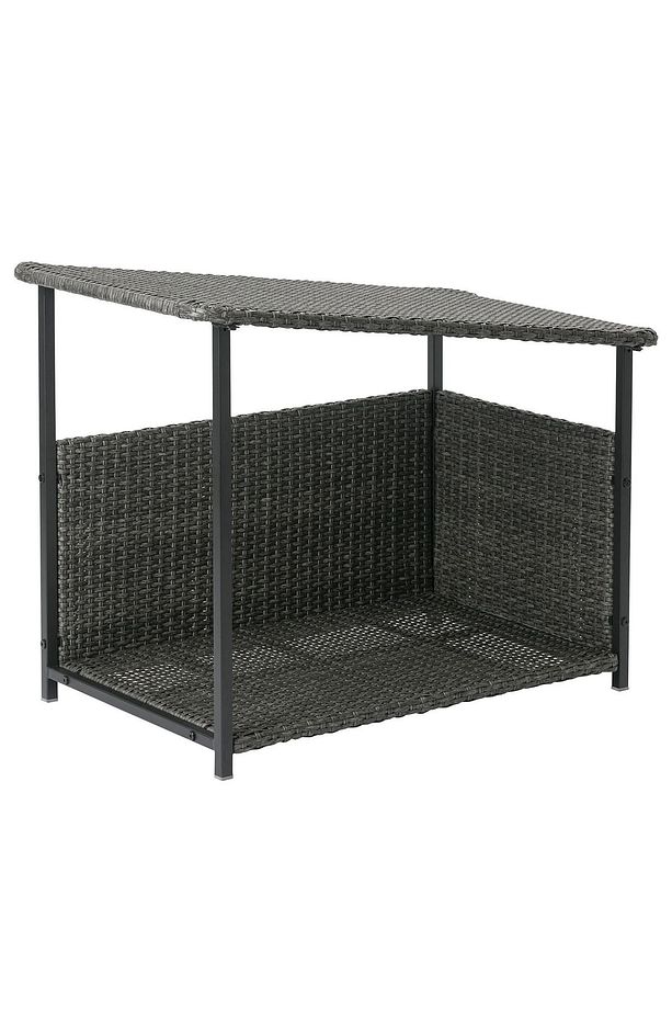 Bahçe Rattan Köpek Yatağı Köpek Kulübesi Gölgelikli Yatak 63x55cm AA064 - 1