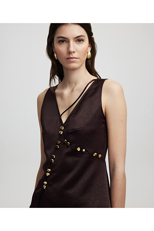 Metal düğmeli bluz - 1