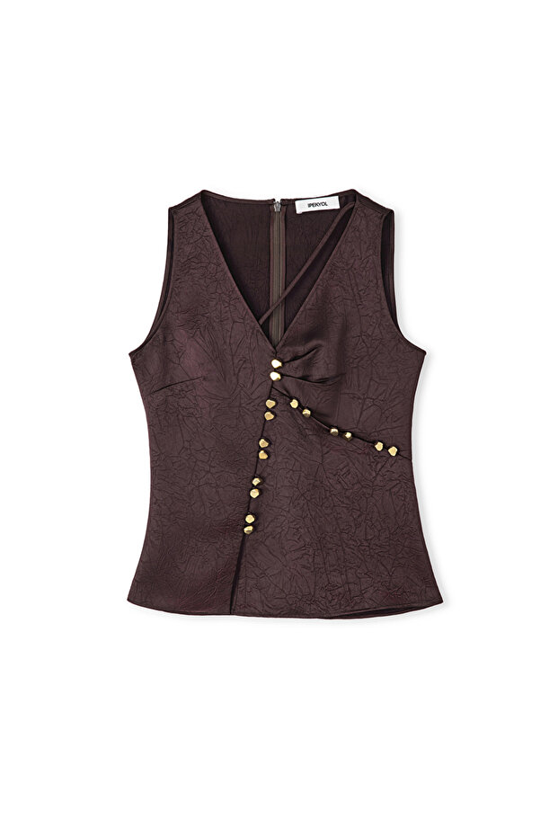 Metal düğmeli bluz - 3