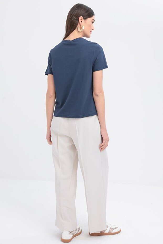 İndigo-Kısa Kollu Basic T-shirt - 3